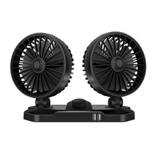 Load image into Gallery viewer, F558 With USB Mobile Phone Charging Car Fan 12/24V Car Truck Double Shaking Head Fan, Double Head 12V, Double Head 24V