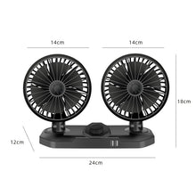 Load image into Gallery viewer, F558 With USB Mobile Phone Charging Car Fan 12/24V Car Truck Double Shaking Head Fan, Double Head 12V, Double Head 24V