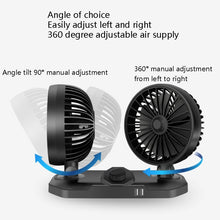Load image into Gallery viewer, F558 With USB Mobile Phone Charging Car Fan 12/24V Car Truck Double Shaking Head Fan, Double Head 12V, Double Head 24V