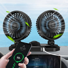 Load image into Gallery viewer, F558 With USB Mobile Phone Charging Car Fan 12/24V Car Truck Double Shaking Head Fan, Double Head 12V, Double Head 24V