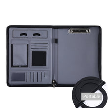 Load image into Gallery viewer, KC601 A4 Multifunctional Portable Folder Business Zipper Bag Leather Folder, Style:, No Chargeable No Calculator No Memo Pad (Black), No Chargeable No Calculator No Memo Pad (Dark Blue), No Chargeable No Calculator No Memo Pad (Gray)                   ...