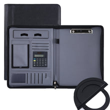 Load image into Gallery viewer, KC601 A4 Multifunctional Portable Folder Business Zipper Bag Leather Folder, Style:, No Chargeable No Calculator No Memo Pad (Black), No Chargeable No Calculator No Memo Pad (Dark Blue), No Chargeable No Calculator No Memo Pad (Gray)                   ...