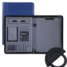 Load image into Gallery viewer, KC601 A4 Multifunctional Portable Folder Business Zipper Bag Leather Folder, Style:, No Chargeable No Calculator No Memo Pad (Black), No Chargeable No Calculator No Memo Pad (Dark Blue), No Chargeable No Calculator No Memo Pad (Gray)                   ...