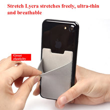 Load image into Gallery viewer, Stretch Lycra Mobile Phone Back Sticker Card Holder Phone Back Wallet Bus Bank Card Holder, Black, Red, Pink, Green, Rose Red, White, Deep Blue, Water Blue, Purple, Brown, Dark Blue, Dark Gray, Gold, Gray