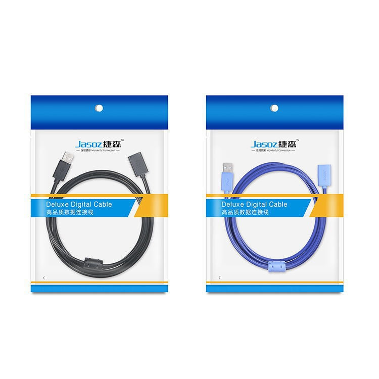 Jasoz USB Male to Female Oxygen-Free Copper Core Extension Data Cable, Colour: Black 0.5m, Black 0.5m, Black 1m, Black 1.5m, Black 2m, Black 3m, Black 5m, Dark Blue 0.5m, Dark Blue 1m, Dark Blue 1.5m, Dark Blue 2m, Dark Blue 3m, Dark Blue 5m, Black 8m ...