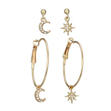 Load image into Gallery viewer, Ladies Crystal Earrings Stars The Moon Ear Ring Suit