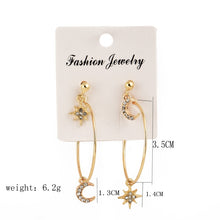 Load image into Gallery viewer, Ladies Crystal Earrings Stars The Moon Ear Ring Suit
