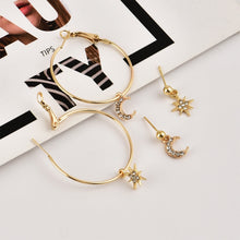 Load image into Gallery viewer, Ladies Crystal Earrings Stars The Moon Ear Ring Suit