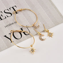 Load image into Gallery viewer, Ladies Crystal Earrings Stars The Moon Ear Ring Suit