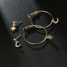 Load image into Gallery viewer, Ladies Crystal Earrings Stars The Moon Ear Ring Suit