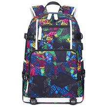 Load image into Gallery viewer, 6101-5 Printed Backpack Large Capacity Computer Backpack Waterproof Student School Bag, Print Color, Geometric Red, Geometric Blue, Geometric Black, Black Skin