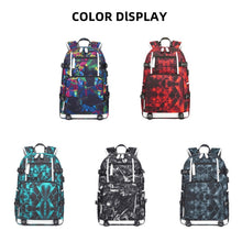 Load image into Gallery viewer, 6101-5 Printed Backpack Large Capacity Computer Backpack Waterproof Student School Bag, Print Color, Geometric Red, Geometric Blue, Geometric Black, Black Skin