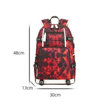 Load image into Gallery viewer, 6101-5 Printed Backpack Large Capacity Computer Backpack Waterproof Student School Bag, Print Color, Geometric Red, Geometric Blue, Geometric Black, Black Skin