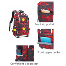 Load image into Gallery viewer, 6101-5 Printed Backpack Large Capacity Computer Backpack Waterproof Student School Bag, Print Color, Geometric Red, Geometric Blue, Geometric Black, Black Skin