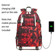 Load image into Gallery viewer, 6101-5 Printed Backpack Large Capacity Computer Backpack Waterproof Student School Bag, Print Color, Geometric Red, Geometric Blue, Geometric Black, Black Skin