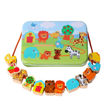 Load image into Gallery viewer, Wooden Toys Baby DIY Toy Cartoon Fruit Animal Stringing Threading Wooden Beads Toy, Girl, Animal, Sea Animal, Transportation, Vegetable and Fruit