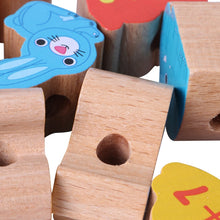 Load image into Gallery viewer, Wooden Toys Baby DIY Toy Cartoon Fruit Animal Stringing Threading Wooden Beads Toy, Girl, Animal, Sea Animal, Transportation, Vegetable and Fruit