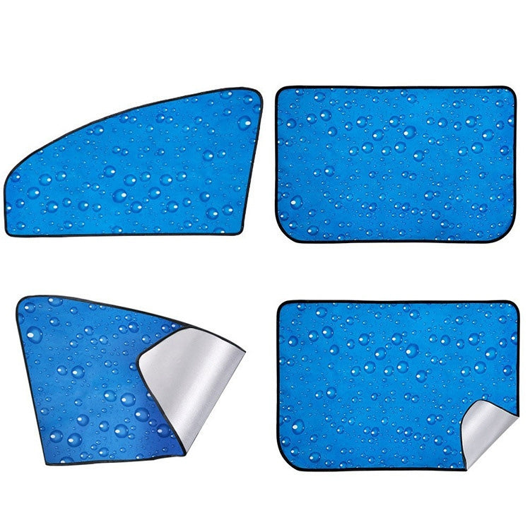 R-2938 Single-Layer Sun Protection Magnetic Car Curtain Vehicle Water Drop Sunshade, Blue Right, Blue Left, Blue Rear