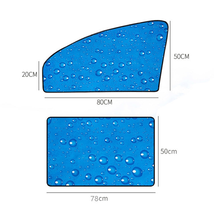 R-2938 Single-Layer Sun Protection Magnetic Car Curtain Vehicle Water Drop Sunshade, Blue Right, Blue Left, Blue Rear