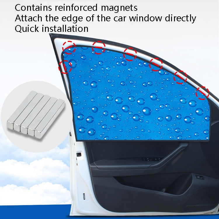 R-2938 Single-Layer Sun Protection Magnetic Car Curtain Vehicle Water Drop Sunshade, Blue Right, Blue Left, Blue Rear