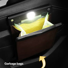 Load image into Gallery viewer, Car Trash Can Storage Bag Hanging Paste With LED Light Garbage Bag, Paste Black, Paste Brown, Paste Beige, Paste Red
