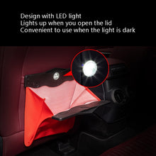 Load image into Gallery viewer, Car Trash Can Car Chair Back Hanging Storage Box Hidden Folding Storage Bag With LED Light, Black, Mocha Brown, Beige, Red