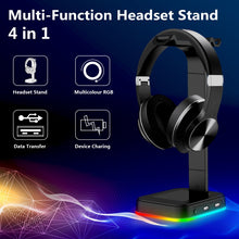 Load image into Gallery viewer, RGBD9 RGB Headset Stand Color-Changing Gaming Headset Stand Gaming Headset Display Stand with Dual USB Ports, RGBD9