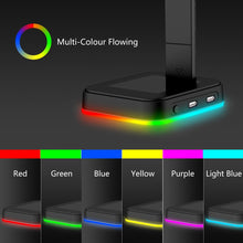 Load image into Gallery viewer, RGBD9 RGB Headset Stand Color-Changing Gaming Headset Stand Gaming Headset Display Stand with Dual USB Ports, RGBD9