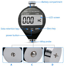 Load image into Gallery viewer, Electronic Digital Display Hard Meter Plastic Rubber Silicone Tire Hardness Meter, 0-100HA A, 0-100HC C, 0-100HD D