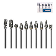 Load image into Gallery viewer, 10 PCS / Set Hard Alloy Tungsten Steel Grinding Head Double Pattern Rotating Milling Cutter Head Root Carving Knife, Style:, Transparent Box, Blue Box