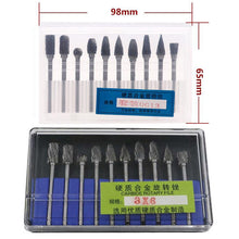 Load image into Gallery viewer, 10 PCS / Set Hard Alloy Tungsten Steel Grinding Head Double Pattern Rotating Milling Cutter Head Root Carving Knife, Style:, Transparent Box, Blue Box