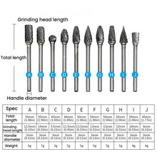Load image into Gallery viewer, 10 PCS / Set Hard Alloy Tungsten Steel Grinding Head Double Pattern Rotating Milling Cutter Head Root Carving Knife, Style:, Transparent Box, Blue Box