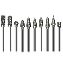 Load image into Gallery viewer, 10 PCS / Set Hard Alloy Tungsten Steel Grinding Head Double Pattern Rotating Milling Cutter Head Root Carving Knife, Style:, Transparent Box, Blue Box