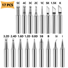 Load image into Gallery viewer, Soldering Tips 936 Soldering Station Pure Copper Soldering Iron Tips Lead-Free Soldering Iron Tips, 15 PCS / Set, 17 PCS / Set