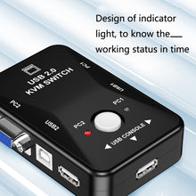 Load image into Gallery viewer, HW1701  2 into 1 out KVM Switcher 2 Port Manual VGA Switch USB With Keyboard Mouse Switching, HW1701