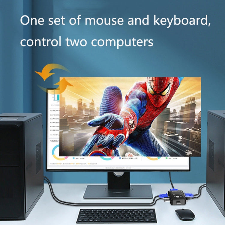 HW1701  2 into 1 out KVM Switcher 2 Port Manual VGA Switch USB With Keyboard Mouse Switching, HW1701