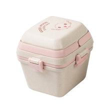 Load image into Gallery viewer, Wheat Straw Portable Three-Layer Lunch Box Can Be Microwaved, Blue, Pink