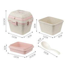Load image into Gallery viewer, Wheat Straw Portable Three-Layer Lunch Box Can Be Microwaved, Blue, Pink