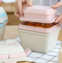 Load image into Gallery viewer, Wheat Straw Portable Three-Layer Lunch Box Can Be Microwaved, Blue, Pink