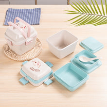 Load image into Gallery viewer, Wheat Straw Portable Three-Layer Lunch Box Can Be Microwaved, Blue, Pink