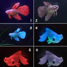 Load image into Gallery viewer, Night Light Simulation Fish Tank Decorations Environmentally Friendly Silicone Colorful Fish, 1 Red Betta, 2 Brown Betta, 3 Blue Betta, 4 Blue Goldfish, 5 Red Goldfish, 6 Brown Goldfish