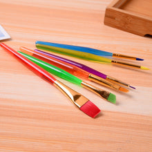 Load image into Gallery viewer, Zhu Ting Color Plastic Rod Children Paint Brush Set Gouache Watercolor Paint Brush Set, 6pcs/Set