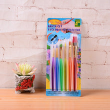 Load image into Gallery viewer, Zhu Ting Color Plastic Rod Children Paint Brush Set Gouache Watercolor Paint Brush Set, 6pcs/Set