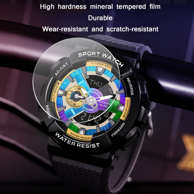 SANDA 9004 Men Symphony Dual Display Synchronous Outdoor Luminous Electronic Multifunction Watch