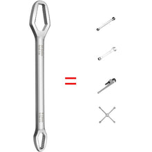 Load image into Gallery viewer, Multi-Function Plum Wrench Open Adjustment Double-Headed Self-Tightening Wrench, Black, Silver