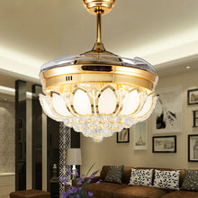 Load image into Gallery viewer, Invisible Crystal Fan LED Chandelier Home Living Room Bedroom Variable Frequency Ceiling Fan Light with Remote Control, 42 inch 115 Three Colors 36W, 42 inch 116 Three Colors 36W, 42 inch 114 Three Colors 36W, 42 inch 112 Three Colors 36W              ...