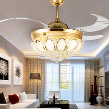 Load image into Gallery viewer, Invisible Crystal Fan LED Chandelier Home Living Room Bedroom Variable Frequency Ceiling Fan Light with Remote Control, 42 inch 115 Three Colors 36W, 42 inch 116 Three Colors 36W, 42 inch 114 Three Colors 36W, 42 inch 112 Three Colors 36W              ...