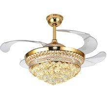 Load image into Gallery viewer, Invisible Crystal Fan LED Chandelier Home Living Room Bedroom Variable Frequency Ceiling Fan Light with Remote Control, 42 inch 115 Three Colors 36W, 42 inch 116 Three Colors 36W, 42 inch 114 Three Colors 36W, 42 inch 112 Three Colors 36W              ...