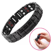 Load image into Gallery viewer, Double Row Magnet Magnetic Therapy Bracelet For Men, Colour: Bronze Full Magnet, Black, White, Gold, Black Full Magnet, Bronze Full Magnet