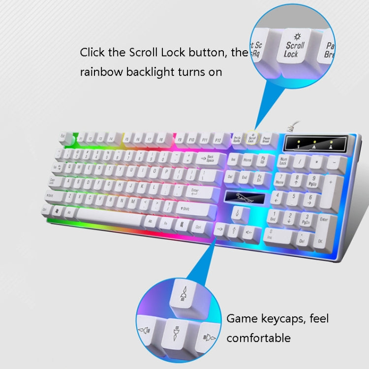 ZGB G21B Colorful Glow USB Wired Keyboard Mouse Set, White, Black
